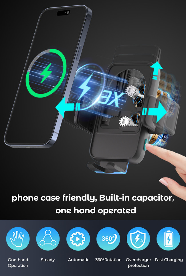FOD Recognition Iphone Magsafe Car Charger Adjustable With Three Way Arm