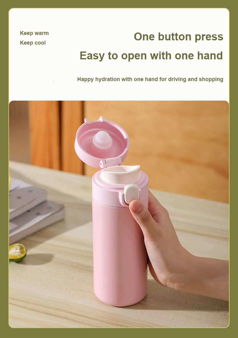 Food Grade PP Filter Stainless Steel Bouncing Lid Thermos Vacuum Cup