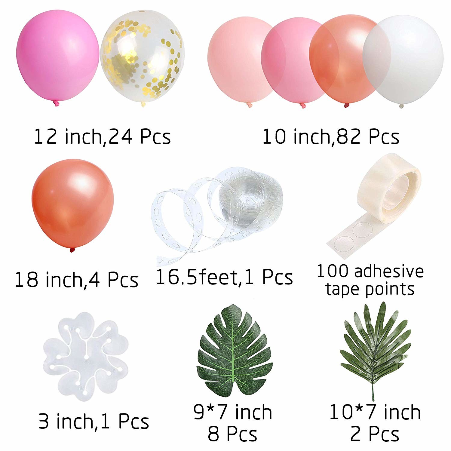 Pink Pearlescent Helium Party Balloons Arch Garland Kit Confetti Balloons