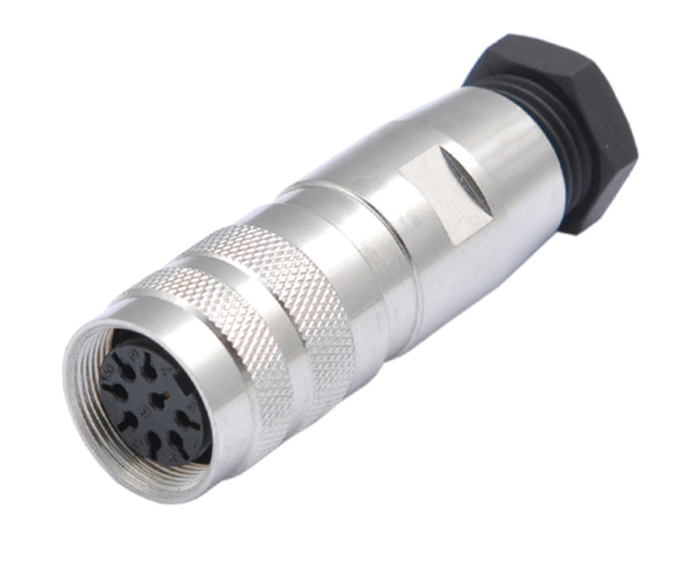 Electric Cable 8 pin straight angle threaded coupling infrastructure Waterproof Cable Connector