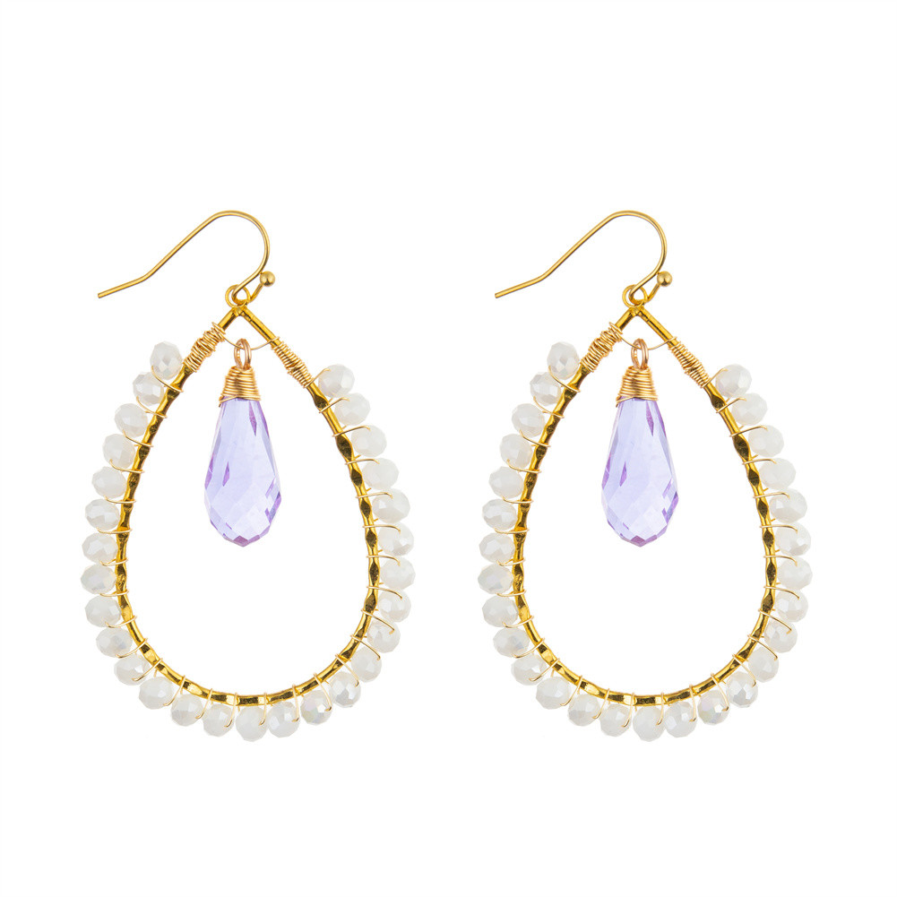 Grape Seeds Drop Shaped Handmade Beads Earring Multi Colors