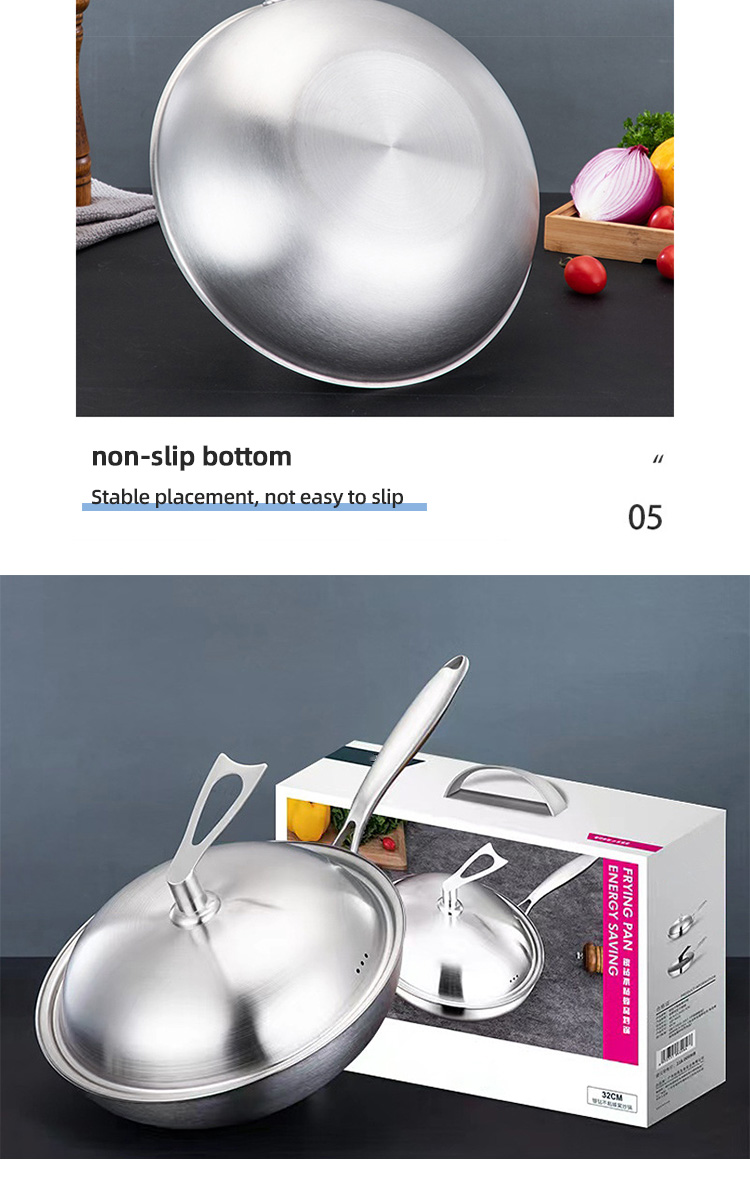 High Capacity Stovetop Frying Pan Kitchen Non Stick Stainless Steel
