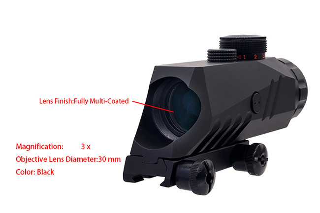160mm Length 3x30 Sight Illuminated Tactical Hunting Scope Red / Green / Black Reticle
