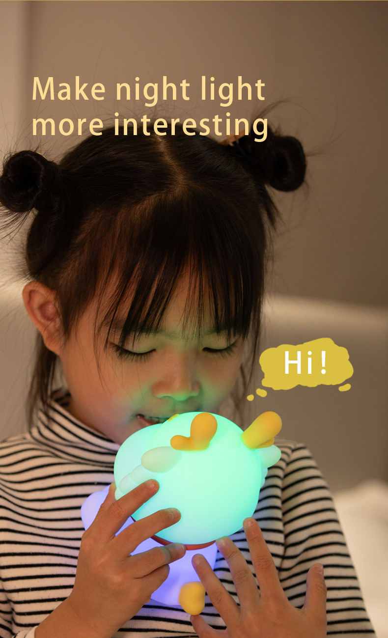 LED USB Rechargeable Dimming Dragon Touch Cartoon Cute Bedroom Decor Silicone baby loong Table Lamp Night Light