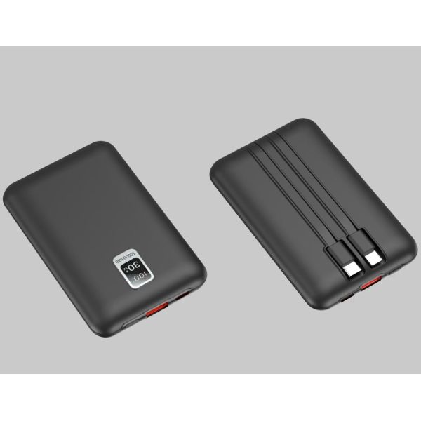 Dual Cables Portable Power Bank 10000mAh 22.5W LED Digital Display Lightweight