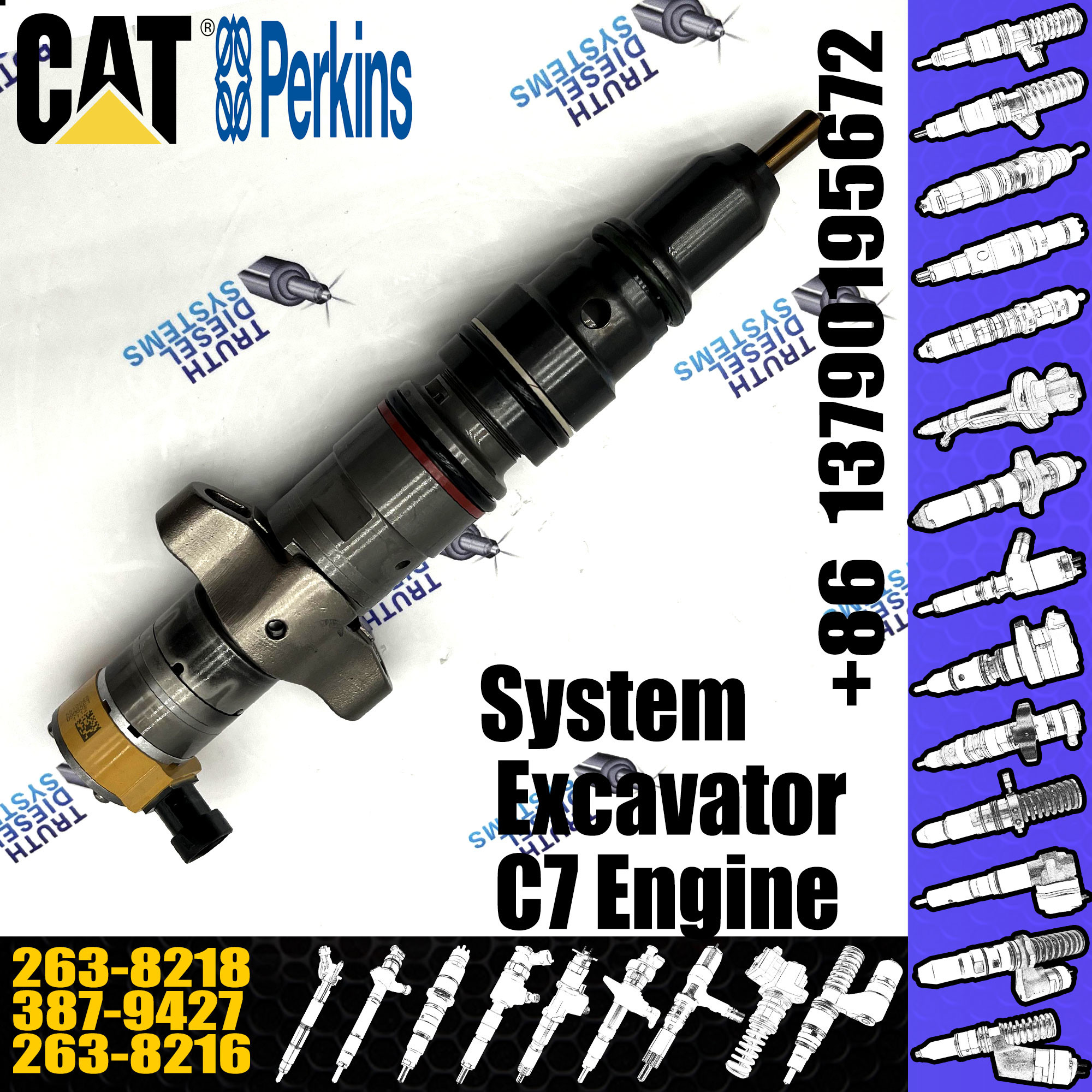 Engine C7 Injcector 3879427 2638218 Fuel Injector 387-9427 263-8218 For Excavator E324d 325d 329d