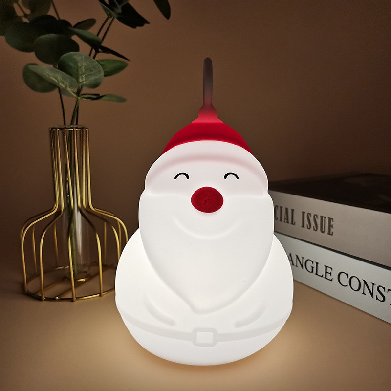 Christmas Night Light For Kids Lamp Cute Lamp 16 Colors Tap Silicone Kids Night Light USB Rechargeable Baby Night Lights
