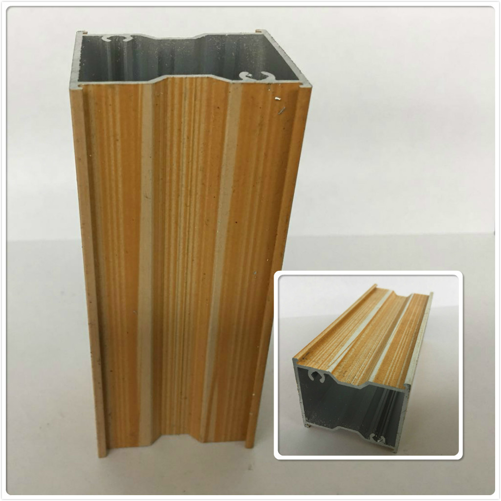 Cream - Colored Wood Finish Aluminium Profile For Kitchen Cabinets Rectangular Shape