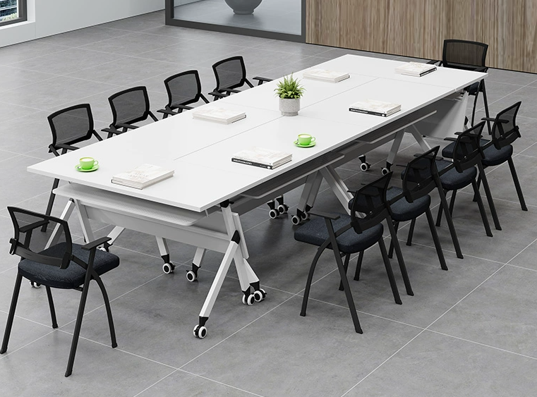 Office Furniture Specific Mobile Folding Conference Training Table with Wheels on Wheels