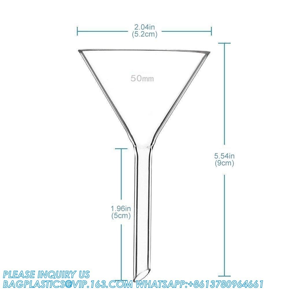 Glass Funnel Set, 3 Sizes - 50, 75, And 100mm, Short Stem, Borosilicate Glass, Heavy Wall, Karter Scientific