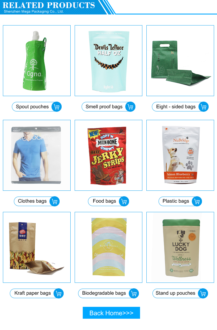Biodegradable Stand up Pouch Food Grade Packing Bag Kraft Paper Bag for Snack 55g 100g 500g