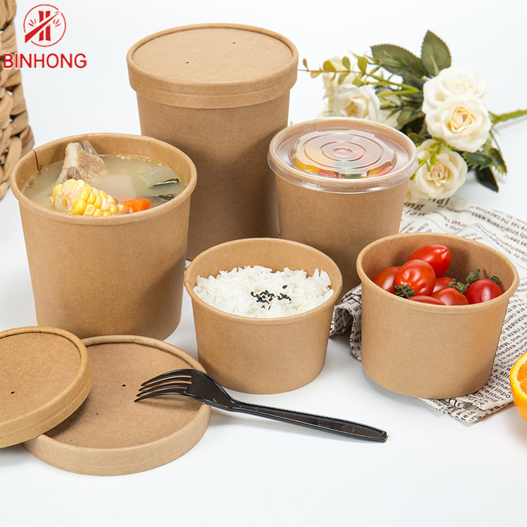 Eco Friendly 16oz Disposable Paper Containers With Lid