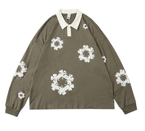 Small Quantity Clothing Manufacturer Casual Long Sleeve Puff Print Snowflake