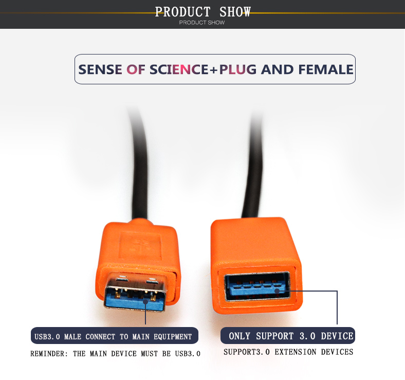 Posh Shine AOC USB3.0 Extension cable manufacture OEM with high speed and quality  customize logo AOC USB3.0 extension cable