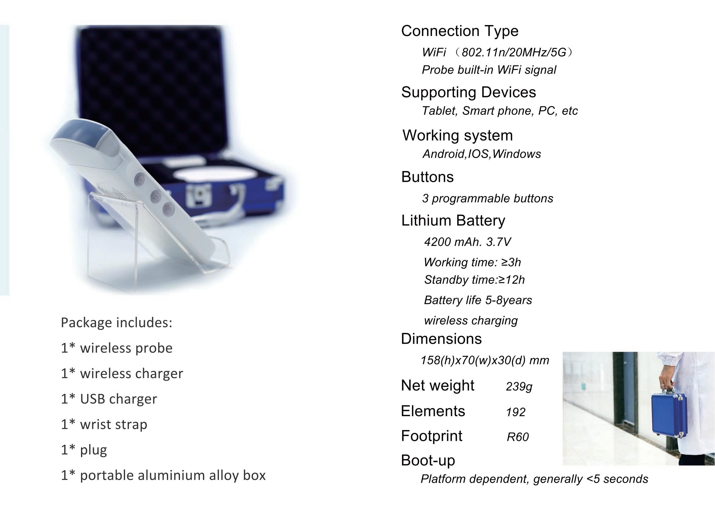 G10cx G10ct Portable Ultrasound Scan Machine Transducer Wireless Doppler Ultrasound Probe