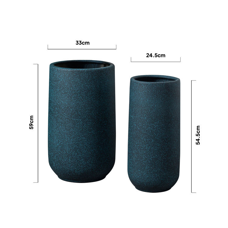 Nordic style new design home living room decorative blue tall planter novelty ceramic pot for flower plant