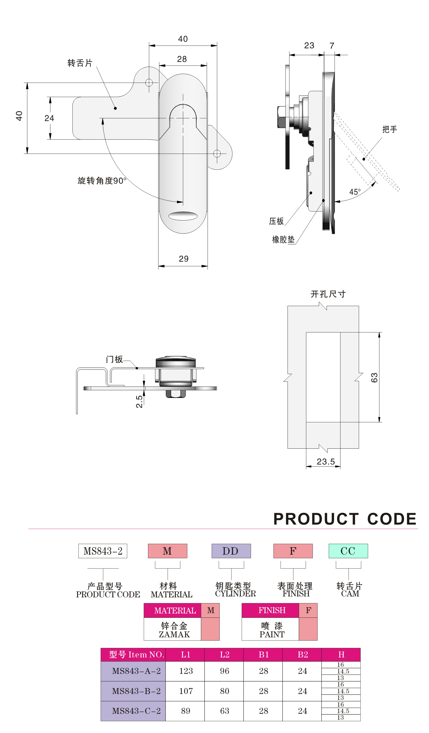 Smooth Durable Door Cabinet Lock Paint Finish For Machine Box Door