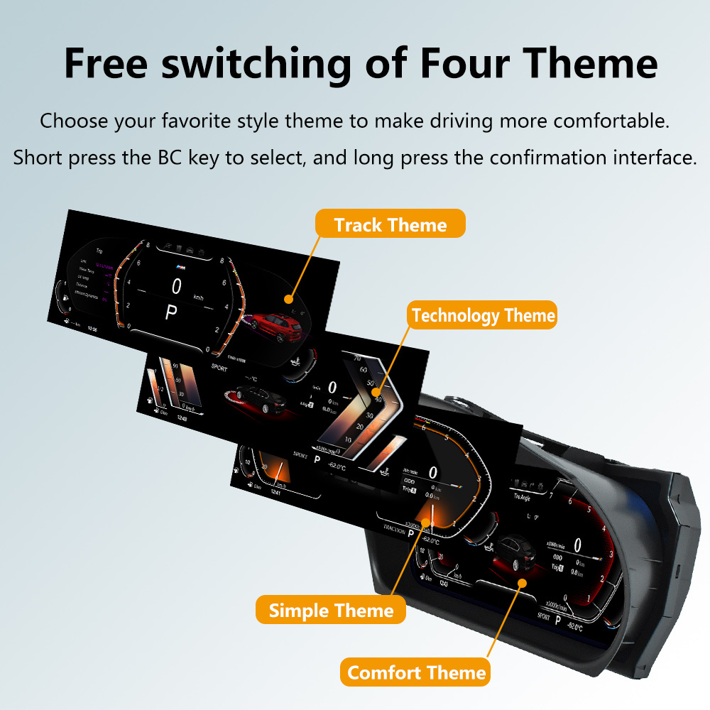 Viknav For BMW 3 Series E90 (2004-2010) 12.3 inch Upgraded LCD Cluster Panel Smart Dashboard Speedometer Display