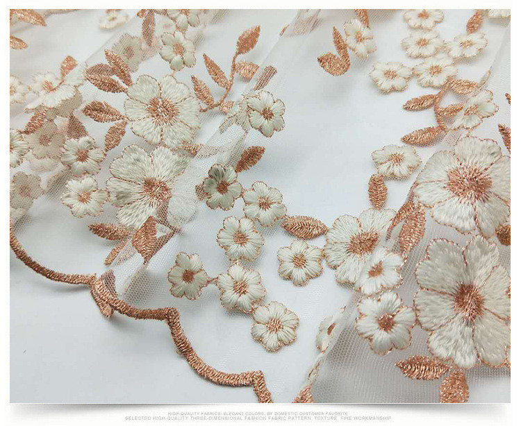 2018 Summer Newest Style Double Color Line Embroidery Fabric 140cm wide for wedding dress