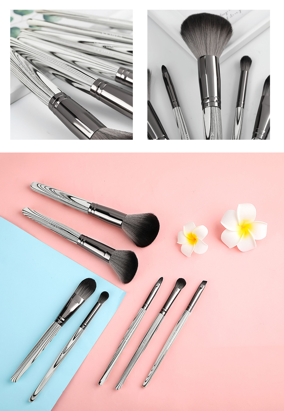 7PCS Paper Box ISO9001 Makeup Brush Gift Set for Face