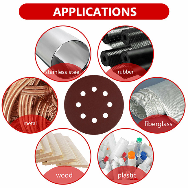 Red Aluminum Oxide Sand Paper 6 Inch Hook And Loop Sanding Disc Abrasive Paper