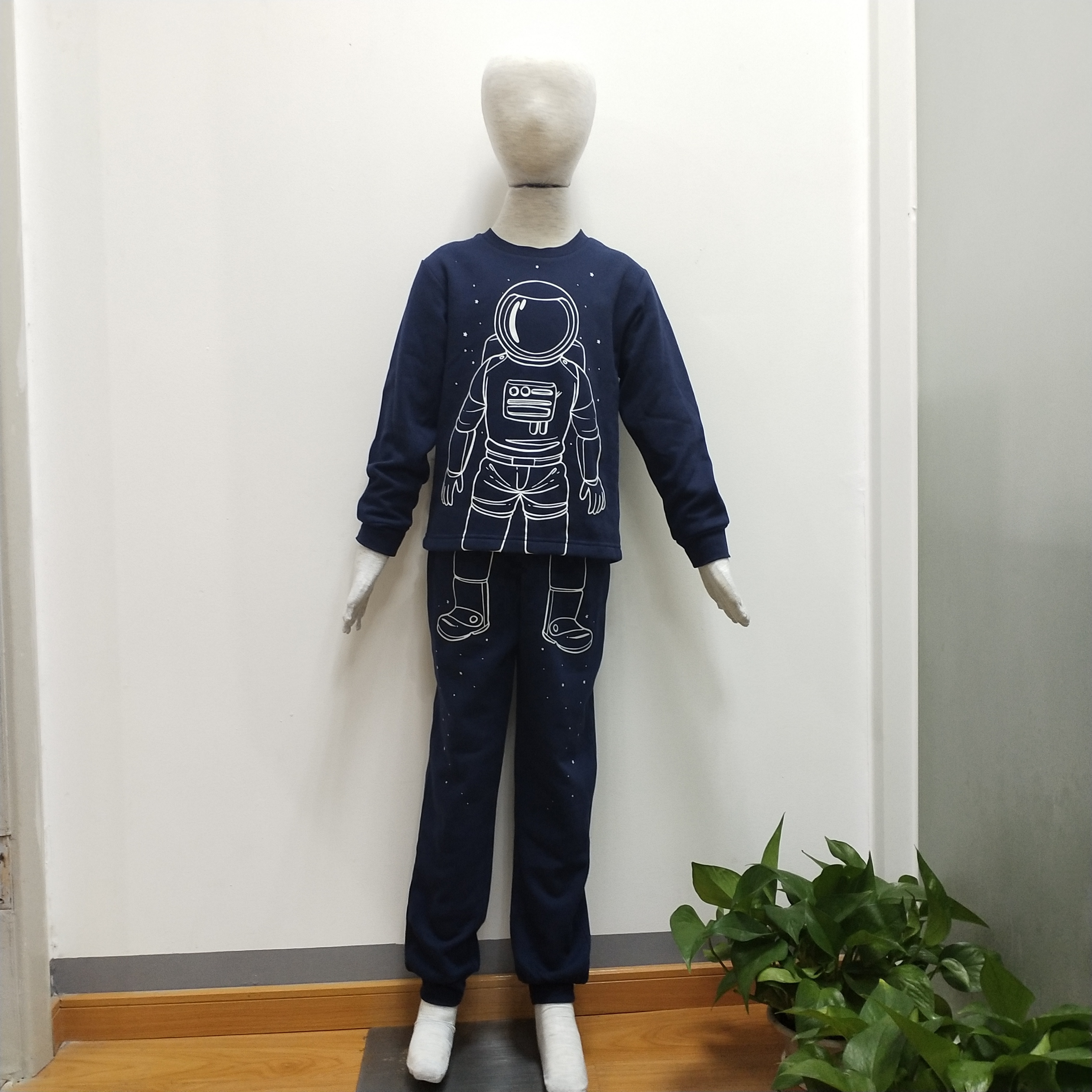 Thermal Children Pajamas Set Luminous Glow Print for Winter and Autumn Sleepwear Boys