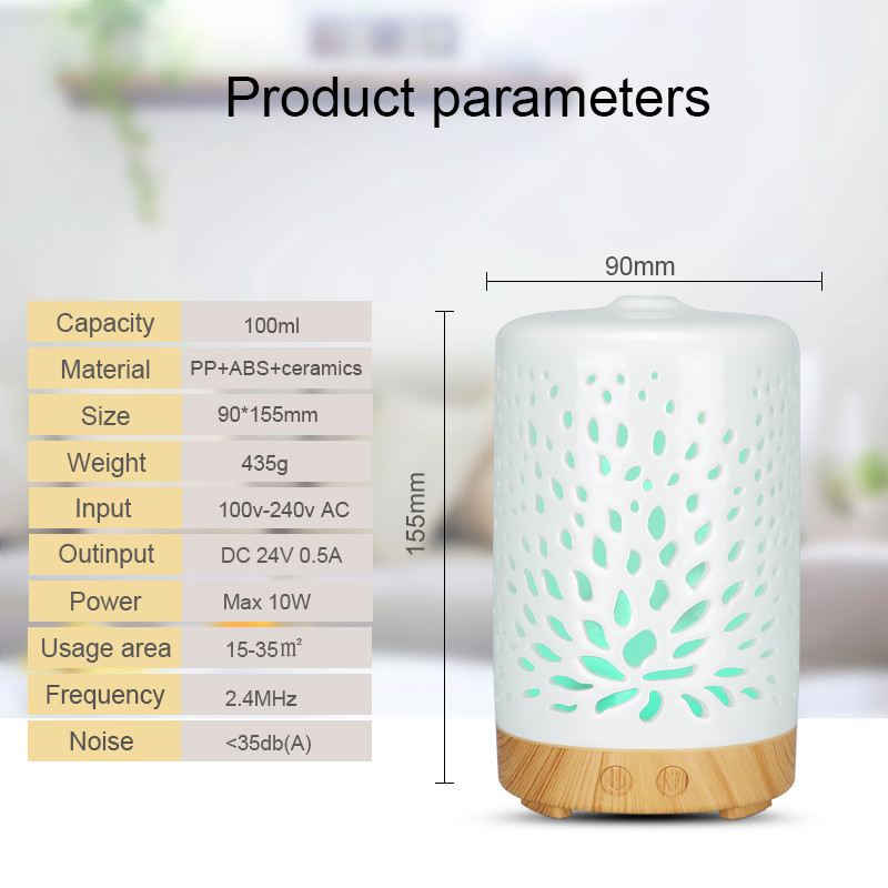 Flower Type Hollow Craft Ceramic Ultrasonic Essential Oil Diffuser