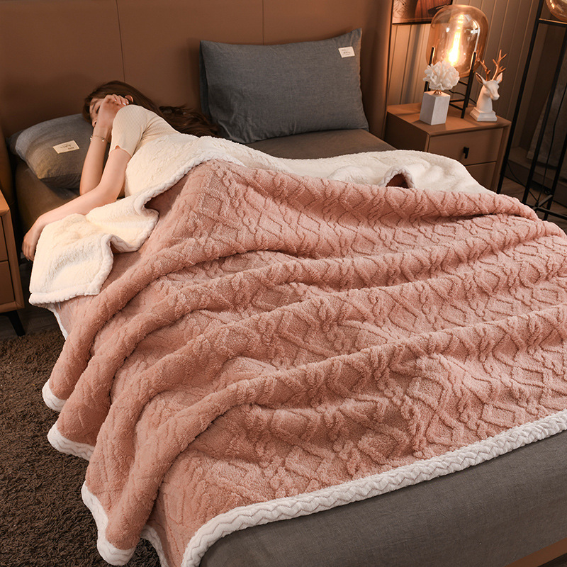 Luxury Super Thick Jacquard Plush Fleece Oversize Sherpa Bed Blanket Throw for Needs