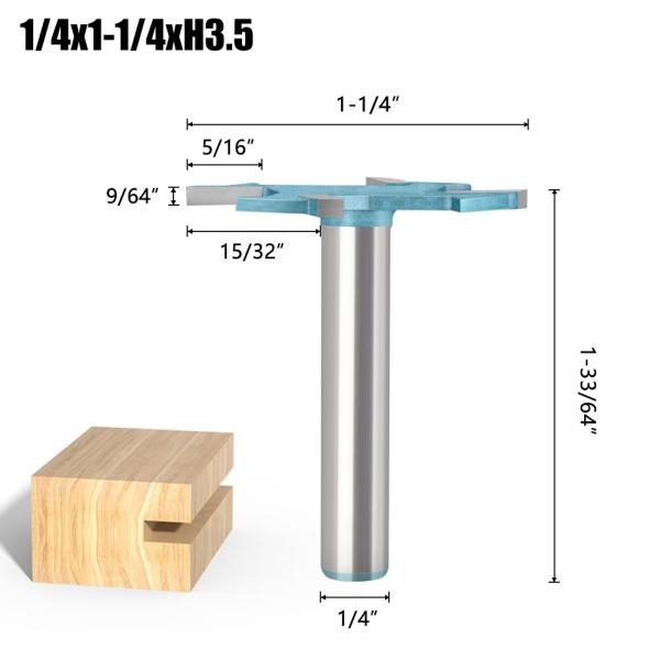 4 Blade Cnc Engraving Bits T Type Slot Bit Milling Cutter 6mm 1/4 Shank Cleaning