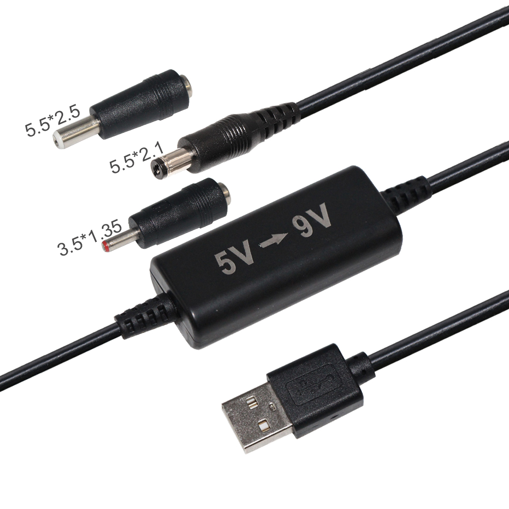 5V to 9V 12V DC Boost Converter USB Boosting Cable for Vehicle Charging 5.5*2.1mm Jack