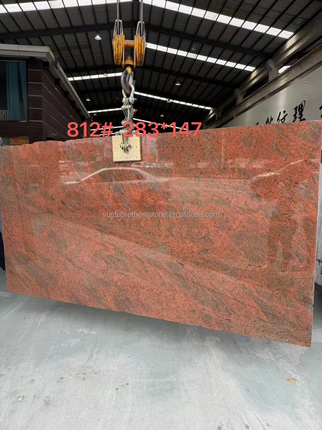 Modern Iron Baltic Red Granite Kitchen Countertop and Staircase Design in Multi Color Red