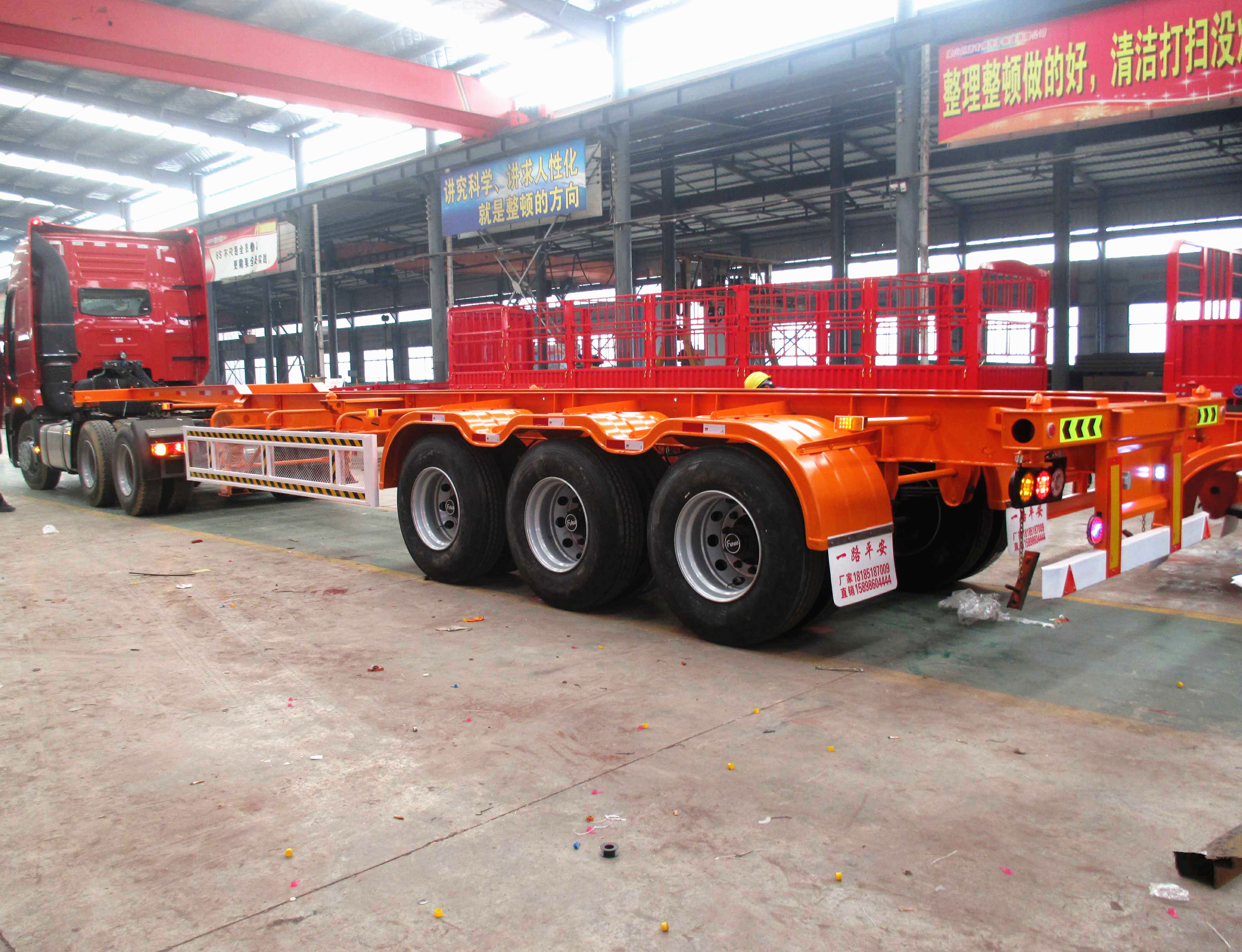 Custom Colors 4 Axle Container Trailer for 12500mm Tri-Axle Skeleton Semi Trailer