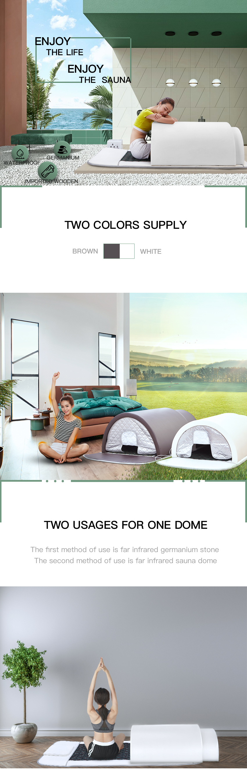 Germanium Jade Stone Portable Infrared Sauna Dome Spa Capsule With 3 Heating Zones