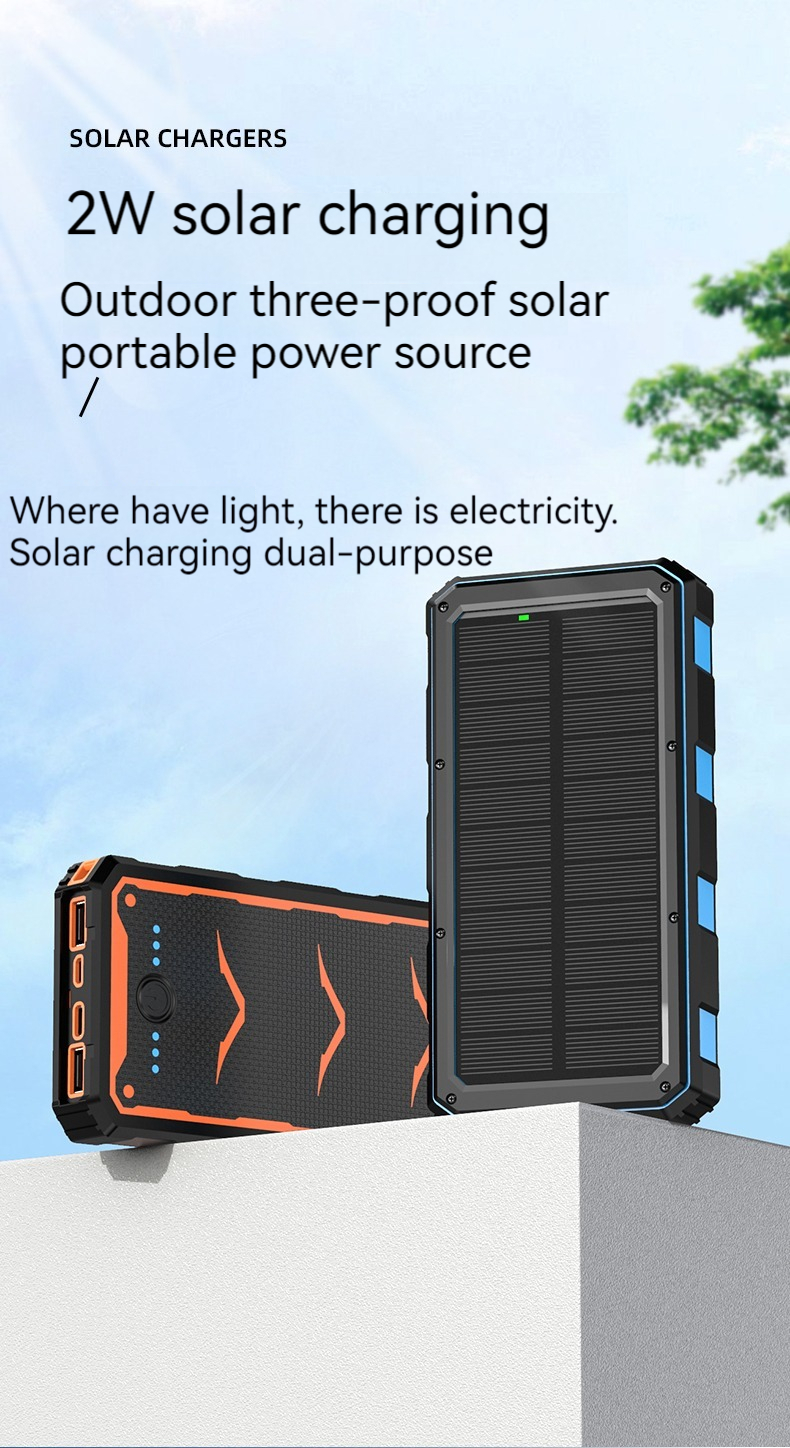 Quick Charge Support Solar Power Bank 20000mAh for Cell Phones and Smartphones