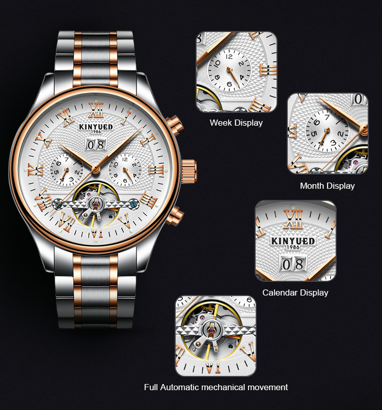 Wholesales China men steel automatic skeleton mechanical watch automatic watch luxury