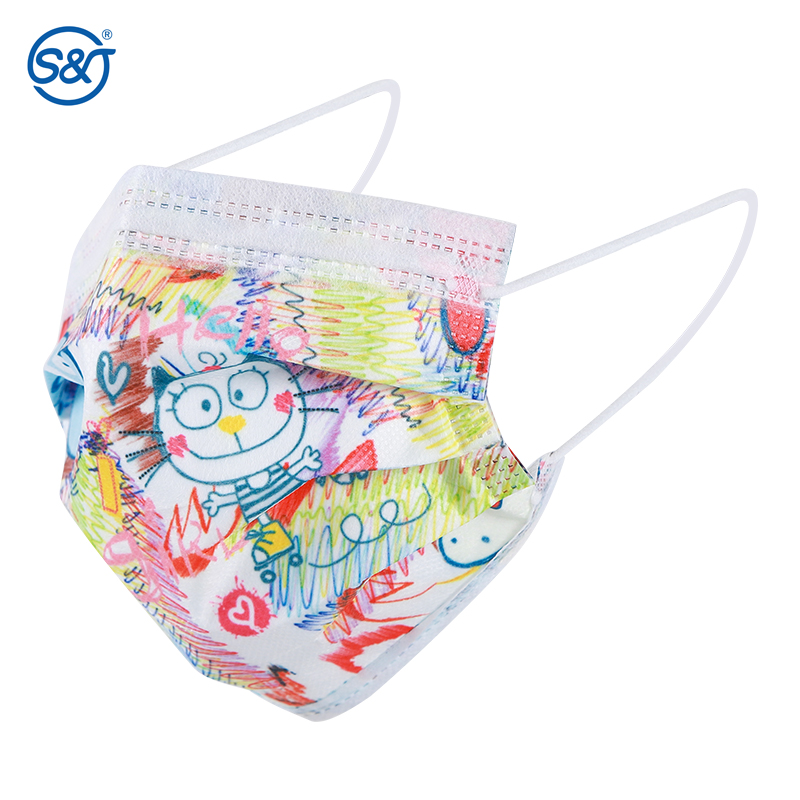 Disposable 3-ply Kids Face Mask Medical Surgical Clinic Office Dental Food Daily Use Cute Cartoon Patterns