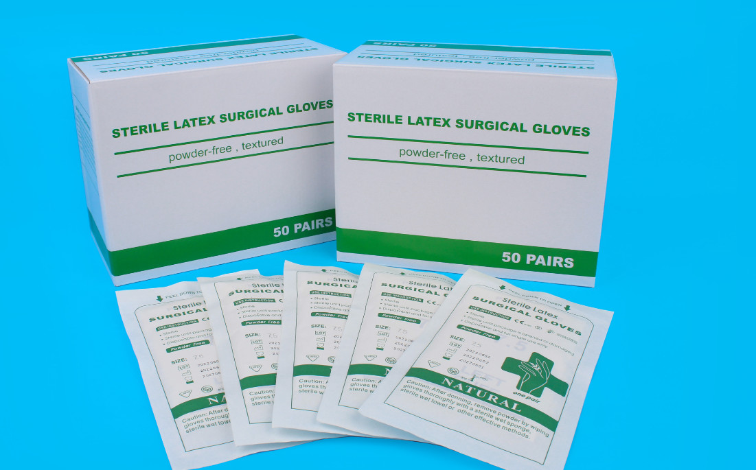 Medical Surgical Disposable Hand Gloves Sterile Latex Customized Color