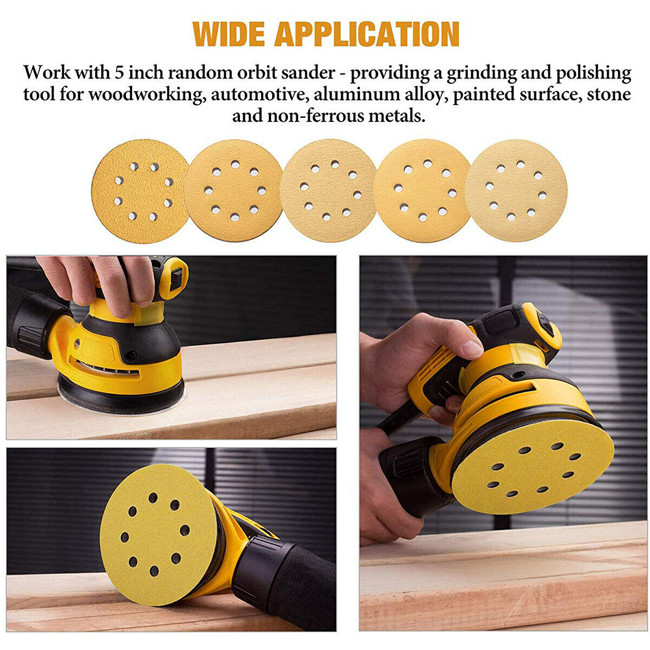 5inch 125mm Aluminum Oxide Abrasive Sanding Disc Golden Hook And Loop Disc