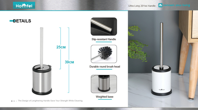 Say Hello to a Hassle-Free Bathroom Cleaning Experience with Economic Stainless Steel Toilet Brush and Automatic Open Holder