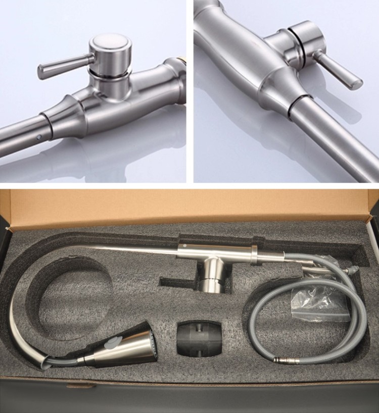 MixerDeck Mounted Kitchen Mixer Spray Taps , Pull Out High Arc Kitchen Faucet
