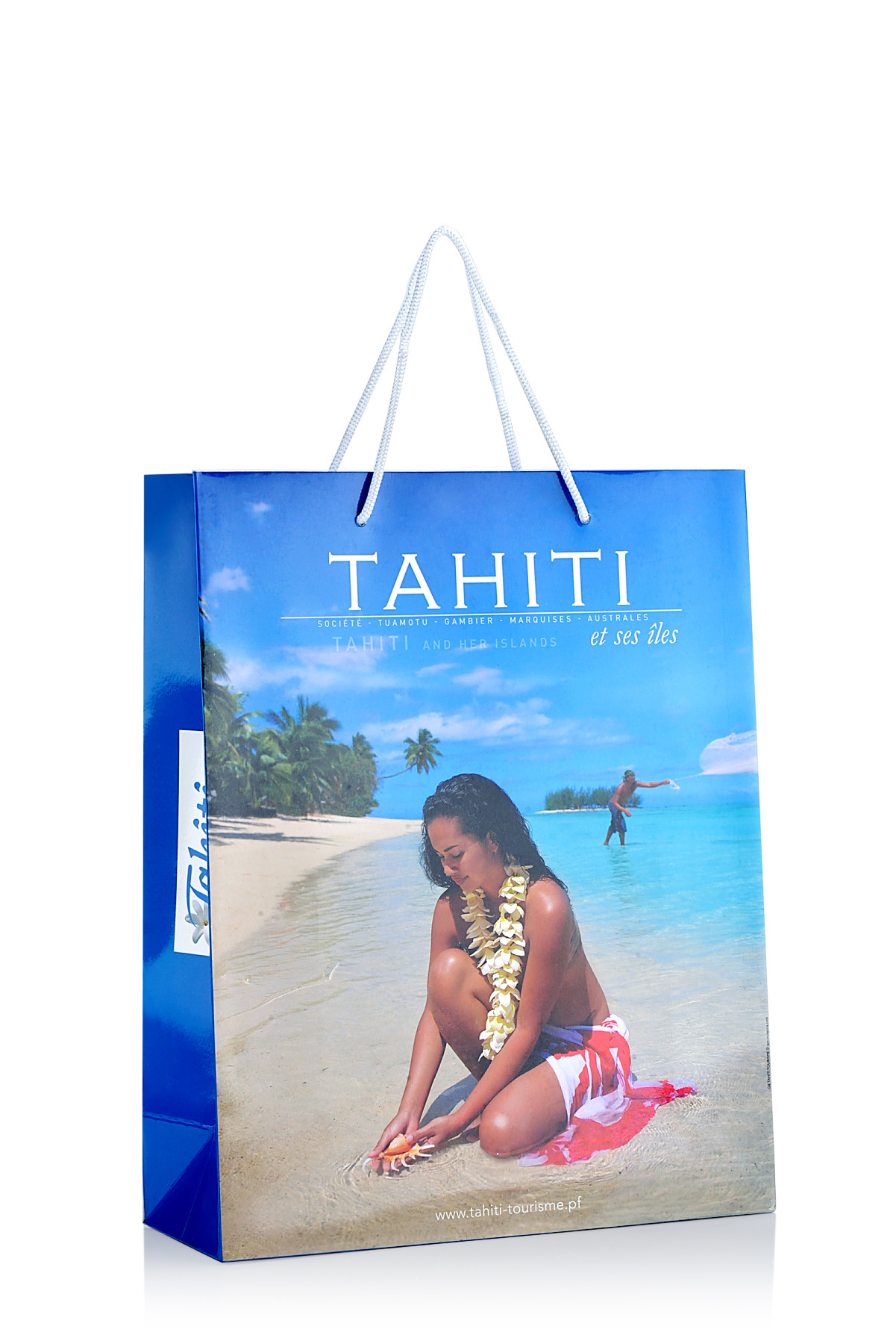TAHITI Branded Paper Bags Embossing Promotion Gift Bags With PP Handle