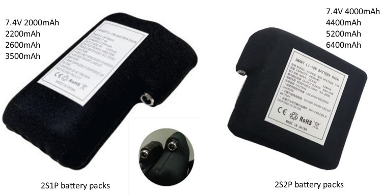 Black cloth wrapped 18650 li ion batterie pack 2S1P 7.4V 2000mAh 2200mAh 2600mAh 3500mAh battery packs for heated gloves
