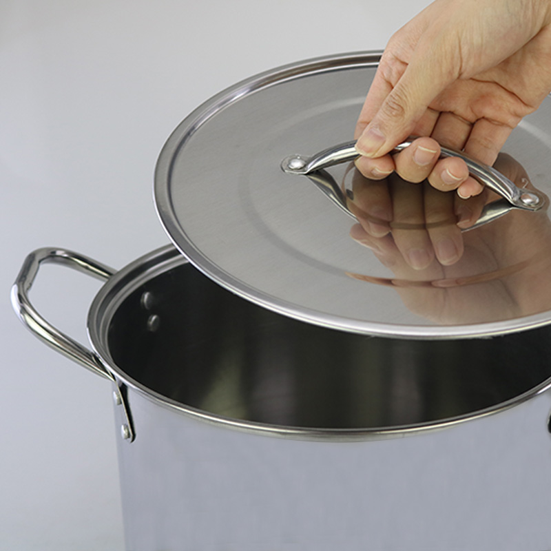Silver Stainless Steel Thick Stockpot Large Soup Pot Heavy Duty With Lid