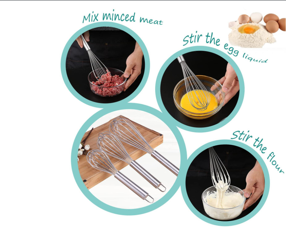 Balloon Wire Stainless Steel Egg Whisk FDA Approved Nonrust