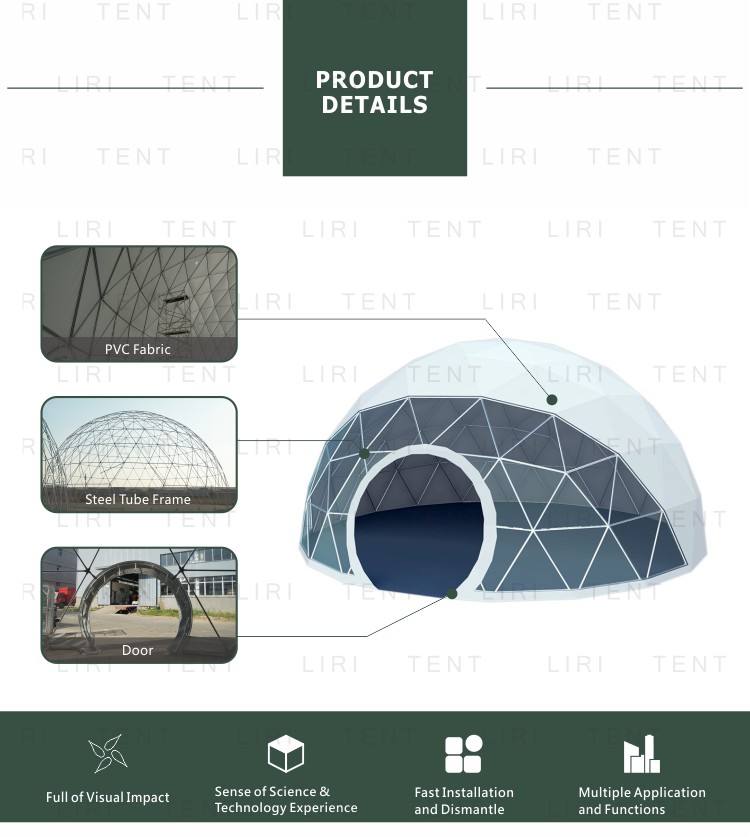 Canada Waterproof Clear PVC Geodesic Dome House Yoga Dome Glamping Home Tent for Sale