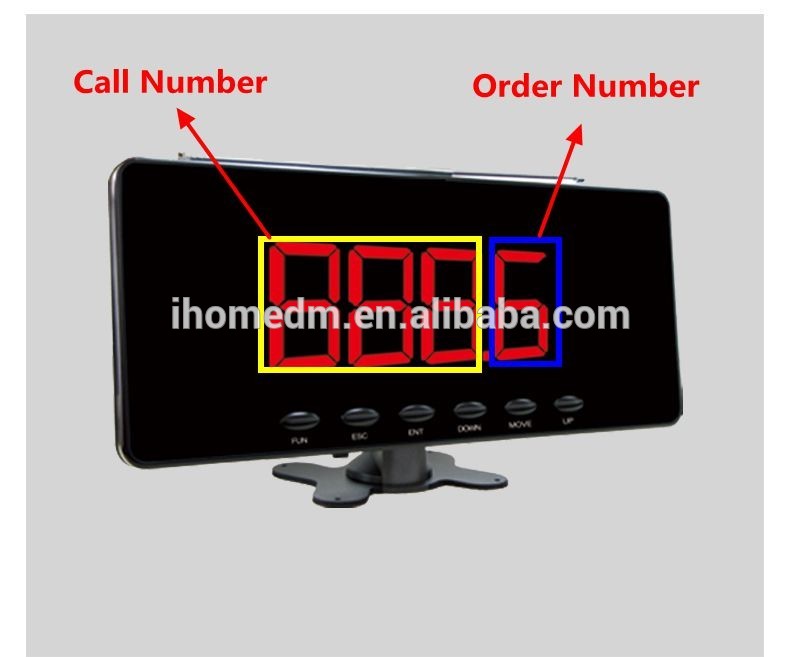 4 colors for choose wireless call button with menu folder and display number monitor