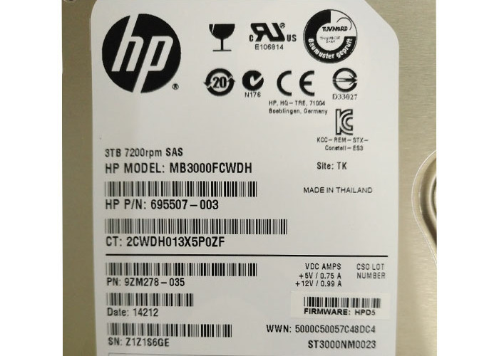 3TB 695507-003 743404-001 HP Hard Disk 7.2K SAS 3.5 SAS Interface Type