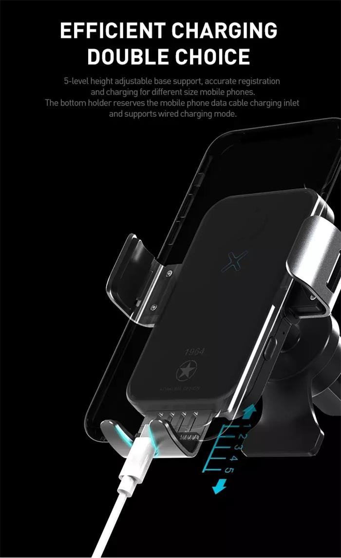 5W Qi Wireless Car Charger Holder Smart Coil Induction 6mm For Samsung S21 IPhone 12