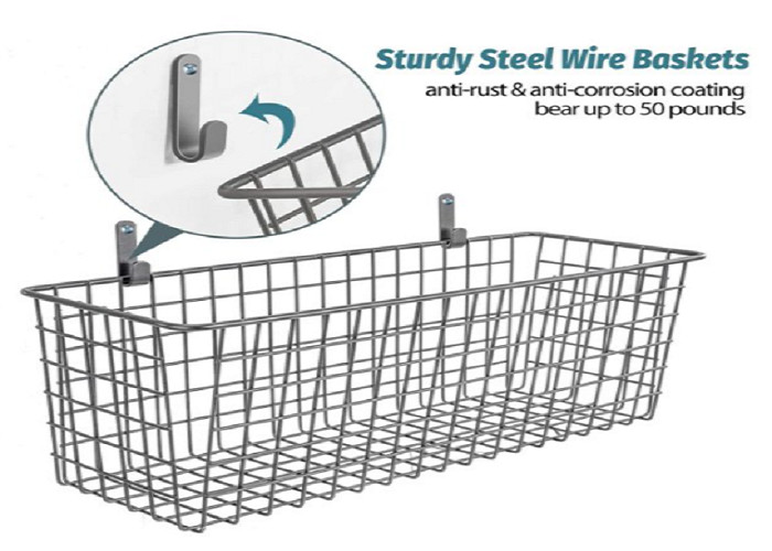500mm Length 300mm Width Wall Mounted Wire Storage Baskets For Kitchen