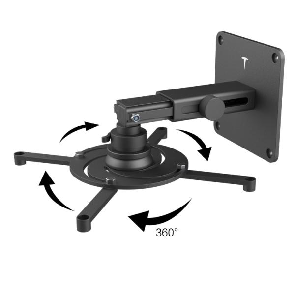 360 Degree Adjustable Projector Mount Aluminum Alloy Universal Projector Bracket Black